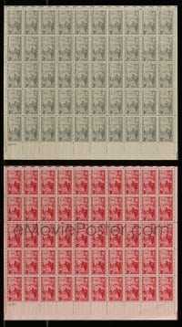 8m016 LOT OF 2 CONFEDERATE ARMY REUNION STAMP SHEETS 1950s containing a total of 100 stamps!