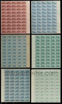 8m018 LOT OF 6 TRANSPORTATION VEHICLE STAMP SHEETS 1940s-1950s containing a total of 300 stamps!