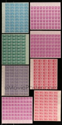 8m019 LOT OF 8 FRANKLIN ROOSEVELT AND FAMOUS AMERICANS STAMP SHEETS 1940s containing a total of 460 stamps!