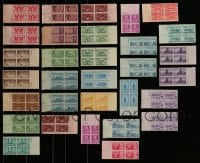 8m220 LOT OF 31 STAMP PLATE BLOCKS 1940s containing 124 stamps in all!