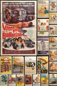 8m125 LOT OF 45 FOLDED ONE-SHEETS 1950s-1960s great images from a variety of different movies!