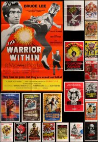 8m117 LOT OF 55 FOLDED KUNG FU ONE-SHEETS 1960s-1980s great images from martial arts movies!