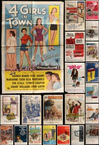 8m102 LOT OF 81 FOLDED ONE-SHEETS 1950s-1970s great images from a variety of different movies!