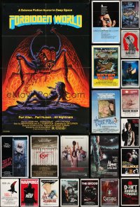 8m111 LOT OF 68 FOLDED HORROR/SCI-FI ONE-SHEETS 1970s-1980s great images from scary movies!