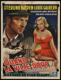 8p059 ASPHALT JUNGLE Belgian 1950 Sterling Hayden, John Huston classic, art of sexy Marilyn Monroe