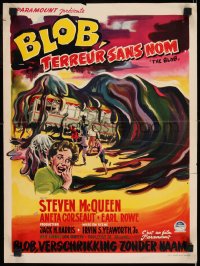 8p061 BLOB Belgian 1958 Steve McQueen, different art of the indescribable & indestructible monster