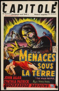 8p080 MOLE PEOPLE Belgian 1956 great different art of monsters & sexy girl, Universal horror!