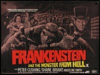 8p368 FRANKENSTEIN & THE MONSTER FROM HELL British quad 1974 Hammer horror, art of killer monster!