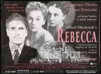 8p407 REBECCA British quad R1990s Alfred Hitchcock, image of Laurence Olivier & Joan Fontaine!
