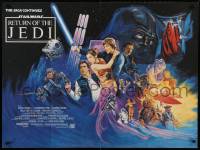 8p410 RETURN OF THE JEDI British quad 1983 George Lucas classic, different art by Kirby, 30x40 size