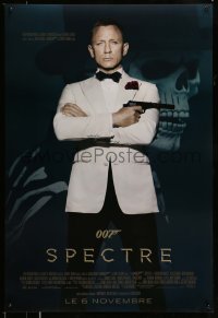 8p034 SPECTRE advance DS Canadian 1sh 2015 cool image of Daniel Craig as James Bond 007 with gun!