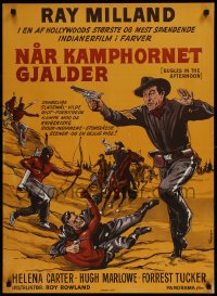 8p209 BUGLES IN THE AFTERNOON Danish 1953 Ray Milland, Helena Carter, Wenzel art of western battle!