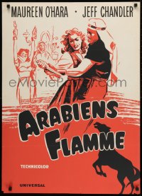 8p217 FLAME OF ARABY Danish 1954 romantic sexy art of Maureen O'Hara & Jeff Chandler!