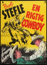 8p238 PINTO CANYON Danish 1956 Raymond K. Johnson, cowboy Bob Steele on horseback by Gaston!