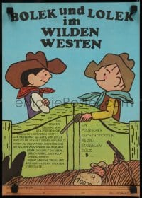 8p168 BOLEK & LOLEK IN THE WILD WEST East German 11x16 1988 two kids wearing big cowboy hats!