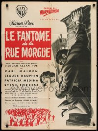 8p654 PHANTOM OF THE RUE MORGUE French 23x31 1954 cool art of the monstrous man & sexy girl!
