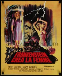 8p685 FRANKENSTEIN CREATED WOMAN French 17x21 1967 cool art of Peter Cushing & Susan Denberg!