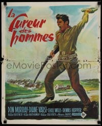 8p686 FROM HELL TO TEXAS French 18x22 1958 cool full-length art of Don Murray w/rifle, Man Hunt!