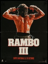 8p720 RAMBO III teaser French 15x21 1988 Sylvester Stallone returns as John Rambo, cool image!