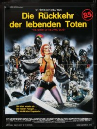 8p724 RETURN OF THE LIVING DEAD French 15x20 1984 Landi art of zombies & sexy girl in cemetery!