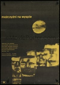 8p605 MEZCZYZNI NA WYSPIE Polish 23x33 1962 bizarre Waldemar Swierzy art of men at night!