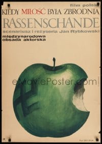 8p613 RASSENSCHANDE: WHEN LOVE WAS A CRIME Polish 23x33 1968 Baranowska art of swastika apple!