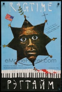 8p819 RAGTIME Russian 21x32 1988 Milos Forman, different art of Howard Rollins Jr. & piano!
