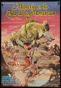 8p012 MYSTERY ON MONSTER ISLAND Spanish 1981 Terence Stamp, Peter Cushing, different fantasy art!