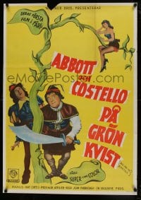 8p024 JACK & THE BEANSTALK Swedish 1953 Abbott & Costello, their first picture in color!