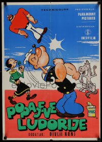 8p298 POPAJEVE LUDORIJE Yugoslavian 19x27 1960s art of Popeye, Olive Oyle & Bluto!