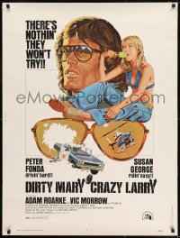 8r018 DIRTY MARY CRAZY LARRY 30x40 1974 art of Peter Fonda & Susan George sucking on popsicle!