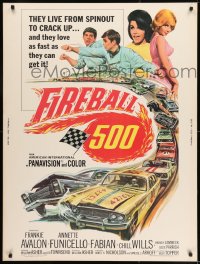 8r022 FIREBALL 500 30x40 1966 Frankie Avalon & sexy Annette Funicello, cool stock car racing art!
