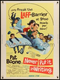 8r063 NEVER PUT IT IN WRITING 30x40 1964 wacky art of Pat Boone & airplane!