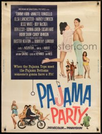 8r071 PAJAMA PARTY 30x40 1964 Annette Funicello in sexy lingerie, Tommy Kirk, Buster Keaton!