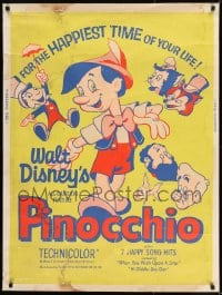 8r073 PINOCCHIO 30x40 R1962 Disney classic fantasy cartoon about a wooden boy who wants to be real!