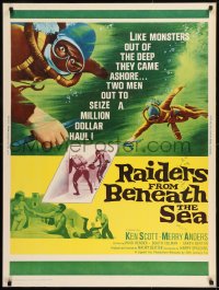 8r077 RAIDERS FROM BENEATH THE SEA 30x40 1965 scuba divers rise from sea to commit daring crimes!