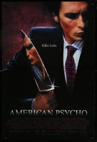 8r234 AMERICAN PSYCHO 1sh 2000 psychotic yuppie killer Christian Bale, from Ellis novel!