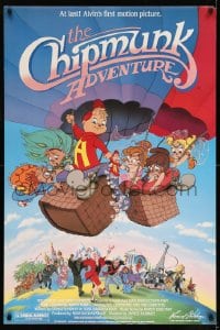 8r335 CHIPMUNK ADVENTURE 1sh 1987 cool image of cute cartoon rodents in balloon!