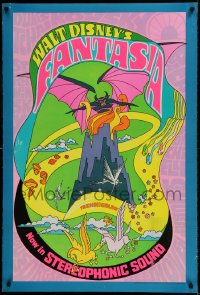 8r410 FANTASIA heavy stock 1sh R1970 Disney classic musical, great psychedelic fantasy artwork!