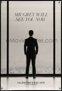 8r426 FIFTY SHADES OF GREY teaser DS 1sh 2015 Jamie Dornan in the title role in front of window!