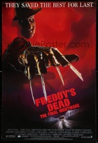 8r444 FREDDY'S DEAD 1sh 1991 great art of Robert Englund as Freddy Krueger!