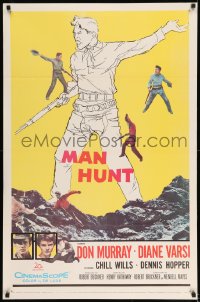 8r447 FROM HELL TO TEXAS 1sh 1958 cool full-length art of Don Murray w/rifle, Diane Varsi, Man Hunt