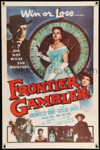 8r449 FRONTIER GAMBLER int'l 1sh 1956 image of sexy Coleen Gray with gun by Big Six gambling reel!