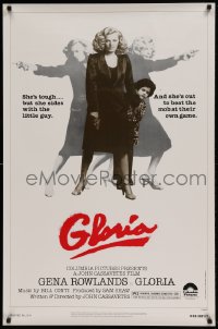 8r465 GLORIA 1sh 1980 John Cassavetes, Gena Rowlands close up & full-length with gun!