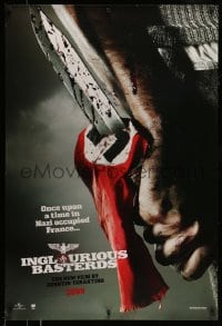 8r552 INGLOURIOUS BASTERDS teaser DS 1sh 2009 Quentin Tarantino, bloody knife through Nazi flag!