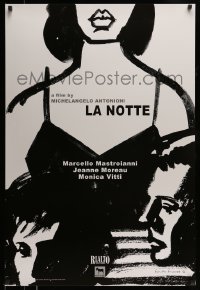 8r606 LA NOTTE 1sh R2016 Michelangelo Antonioni, Moreau, Mastroianni, artwork by Keiko Kimura!