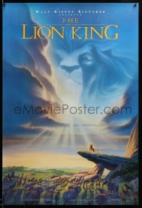 8r633 LION KING DS 1sh 1994 Disney Africa, John Alvin art of Simba on Pride Rock with Mufasa in sky