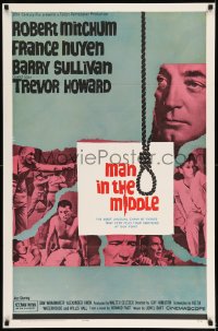 8r662 MAN IN THE MIDDLE 1sh 1964 Robert Mitchum, France Nuyen, Barry Sullivan, Trevor Howard, noose
