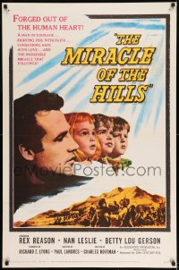 8r690 MIRACLE OF THE HILLS 1sh 1959 Rex Reason was a man of courage fighting fire with faith!