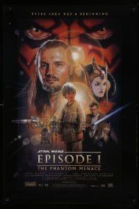 8r752 PHANTOM MENACE style B DS 1sh 1999 George Lucas, Star Wars Episode I, art by Drew Struzan!